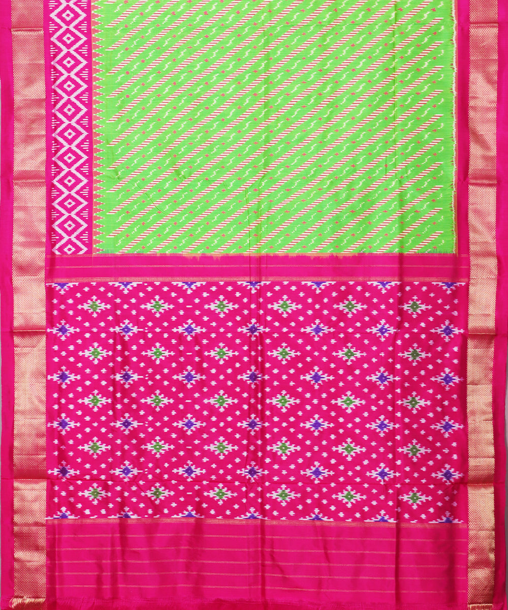 Kelly green color handloom rajkot silk saree