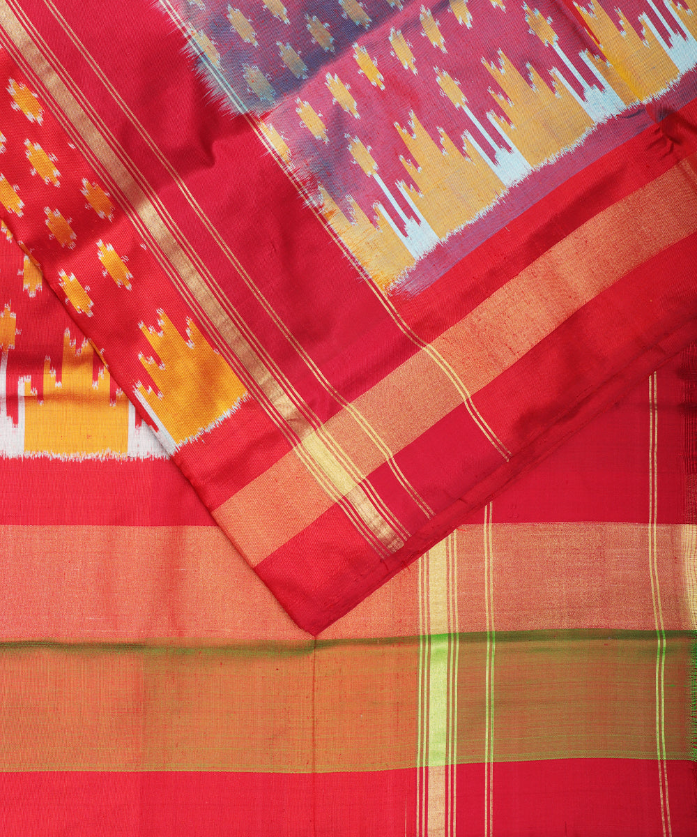 Multi-shade handloom rajkot silk saree