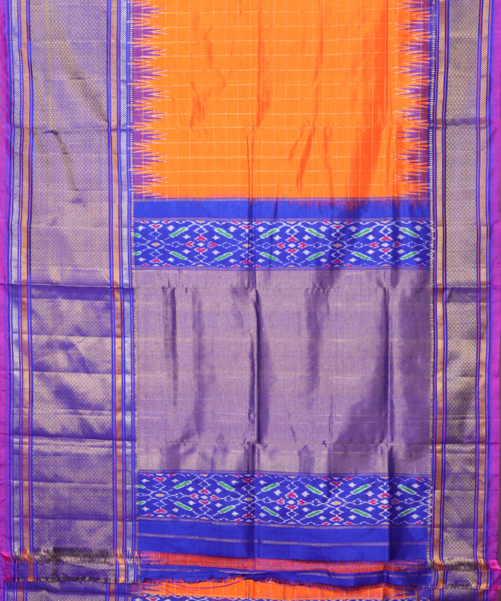 Tiger orange color handloom rajkot silk saree