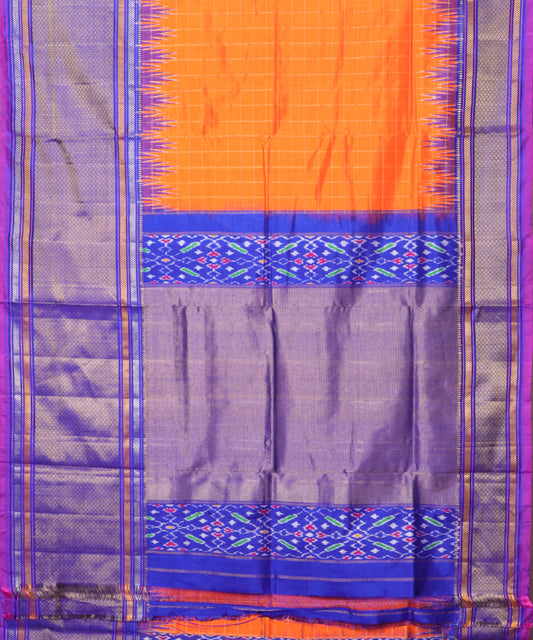 Tiger orange color handloom rajkot silk saree