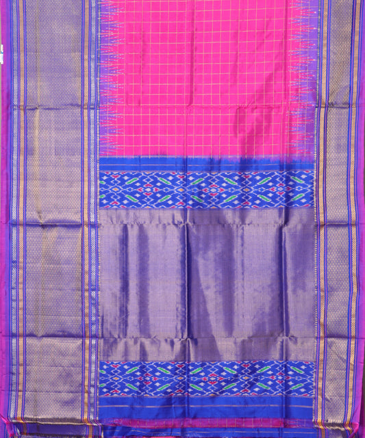 Magenta pink color handloom rajkot silk saree