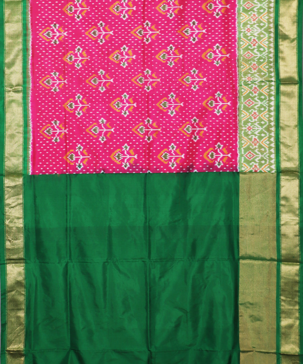 Ruby pink color handloom rajkot silk saree