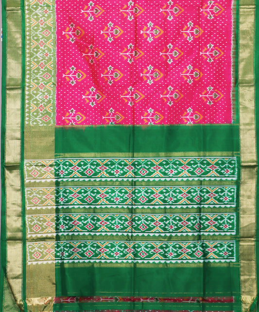 Ruby pink color handloom rajkot silk saree