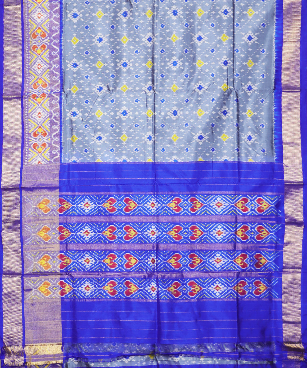 Pigeon blue color handloom rajkot silk saree