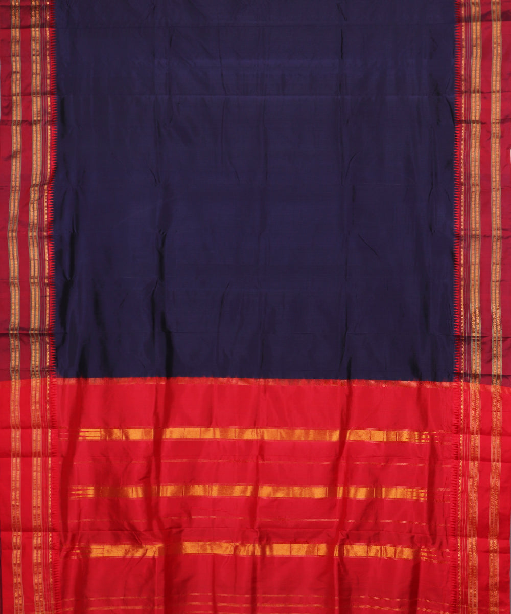 Denim blue color handloom narayanpet silk saree