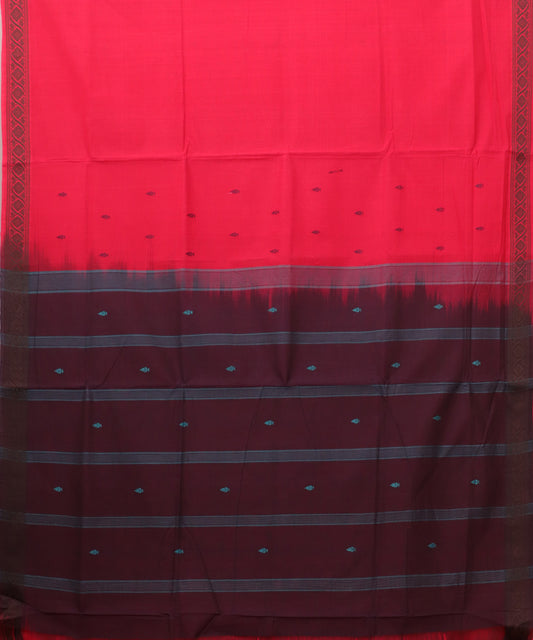 Crimson red color handloom bandar cotton saree