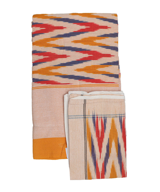 Multi-color handwoven pochampally double cot bedsheet