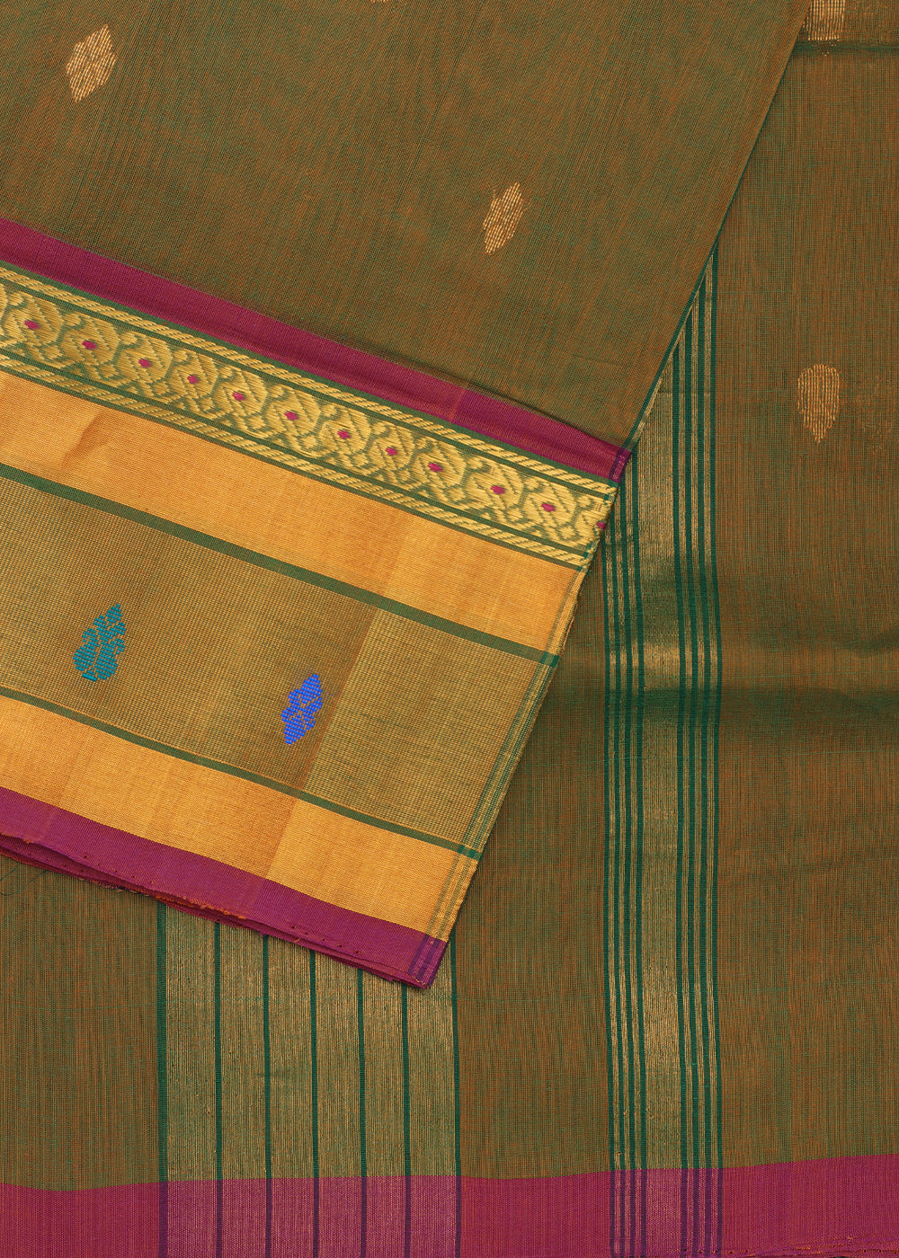 Multi-shade handloom venkatagiri cotton saree