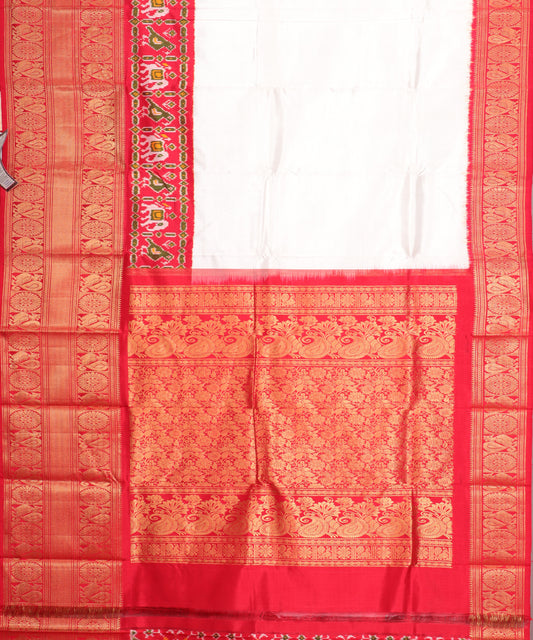 Pearl white color handloom rajkot silk saree