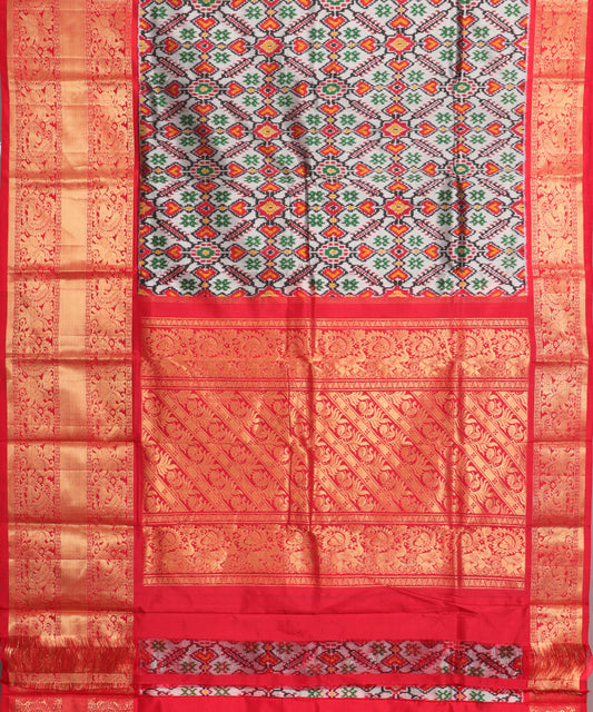 Smoke gray color handloom rajkot silk saree