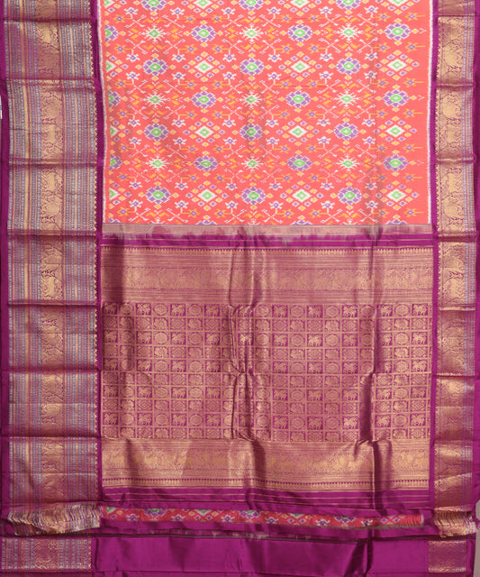 Multi-shade handloom rajkot silk saree