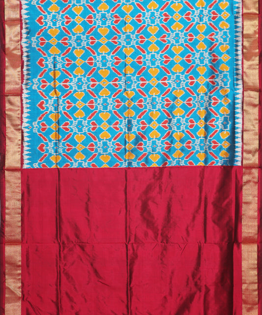 Steel blue color handloom rajkot silk saree