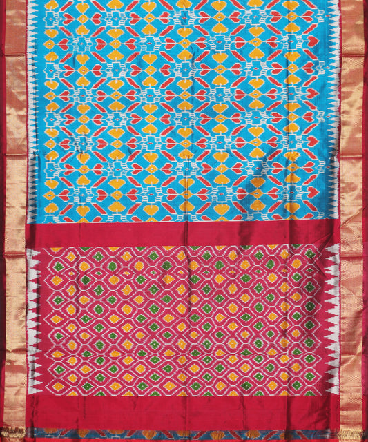 Steel blue color handloom rajkot silk saree