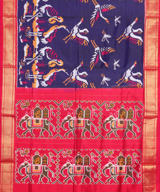 Navy blue color handloom rajkot silk saree