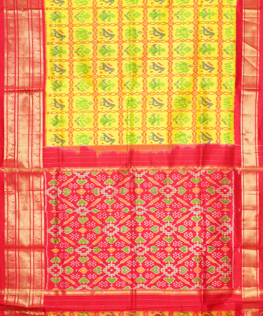 Yellow color handloom rajkot silk saree