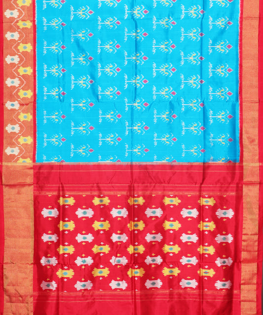 Olympic blue color handloom rajkot silk saree