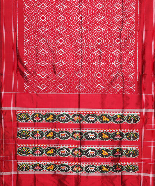 Burgundy red color handloom rajkot silk saree