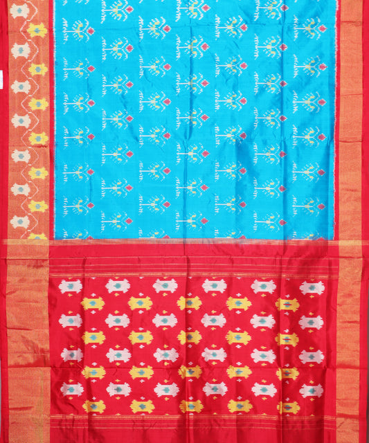 Olympic blue color handloom rajkot silk saree
