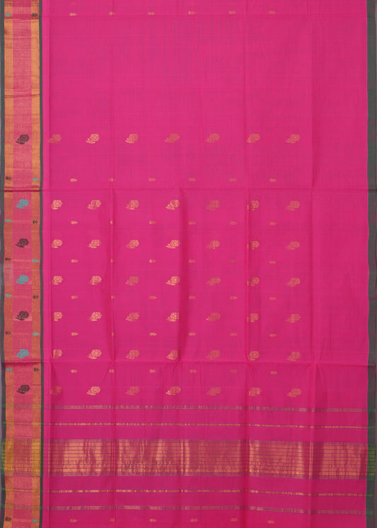 Hot pink color handloom venkatagiri cotton saree