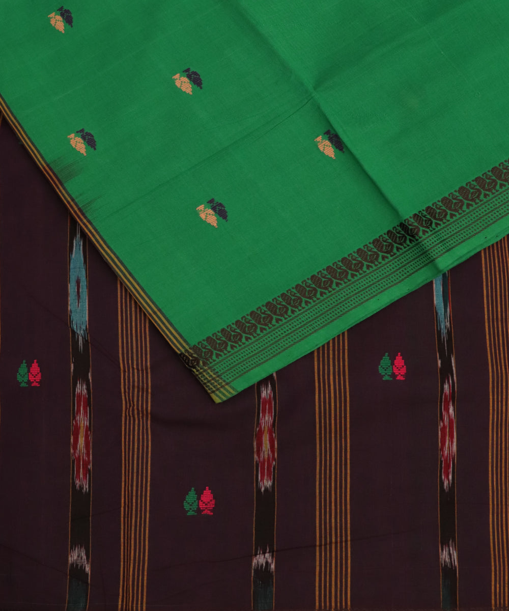 Green color handloom bandar cotton saree