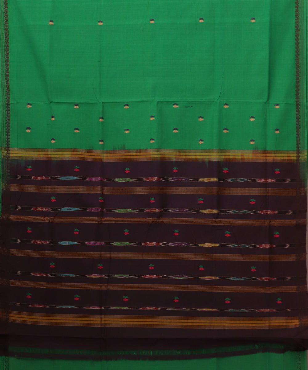 Green color handloom bandar cotton saree