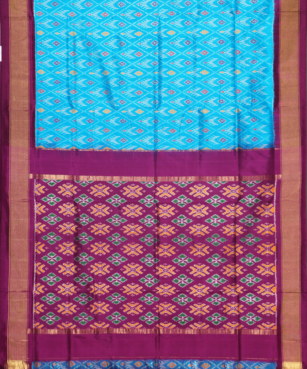Azure blue color handloom rajkot silk saree