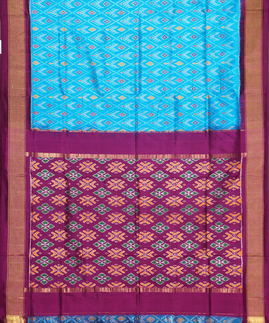 Azure blue color handloom rajkot silk saree