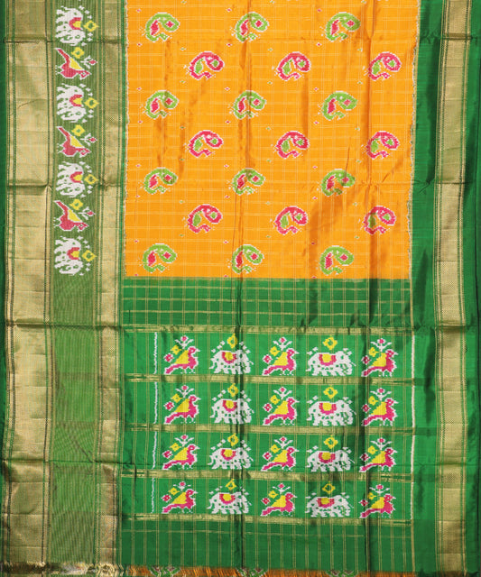 Gold orange color handloom rajkot silk saree