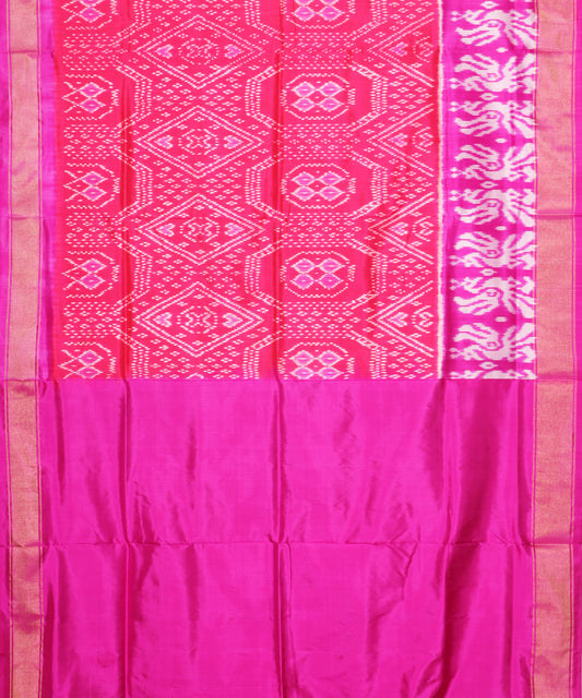 Brick pink color handloom rajkot silk saree