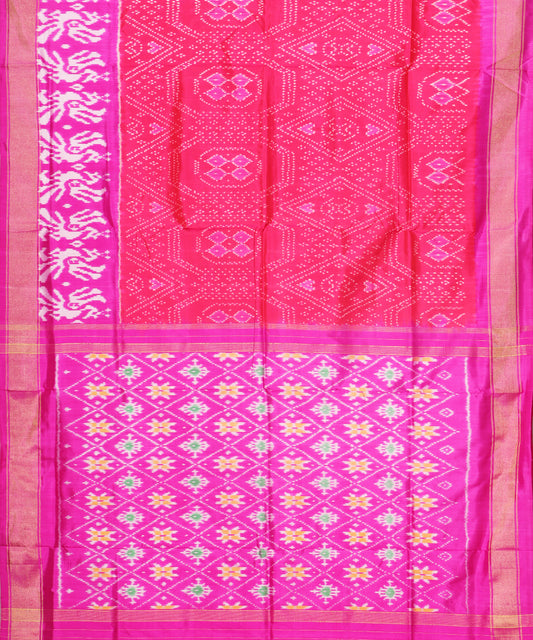 Brick pink color handloom rajkot silk saree