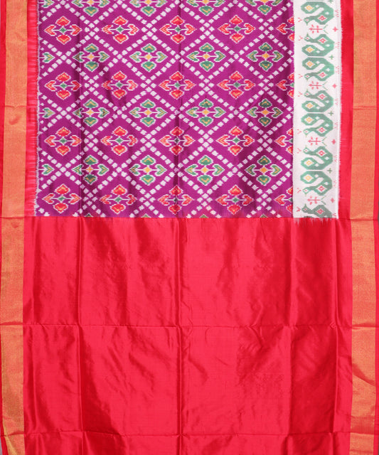 Eggplant violet color handloom rajkot silk saree