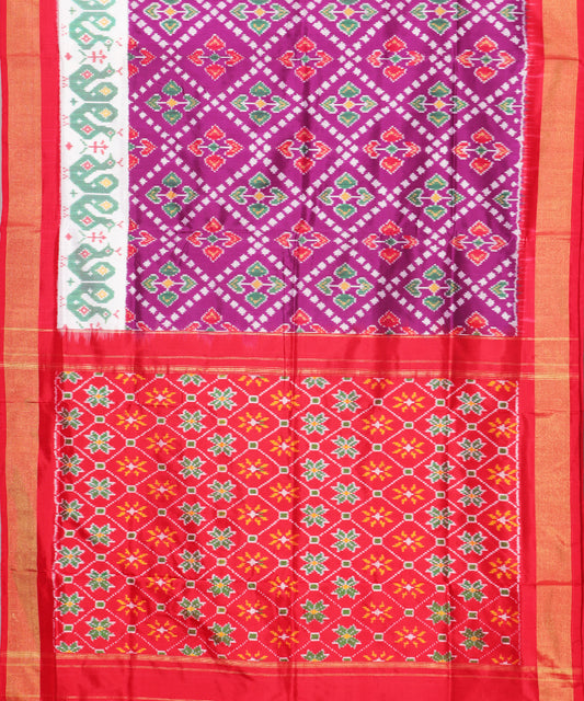 Eggplant violet color handloom rajkot silk saree