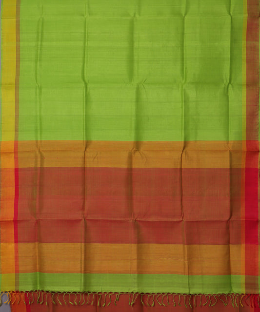 Parrot green color handloom tussar silk saree