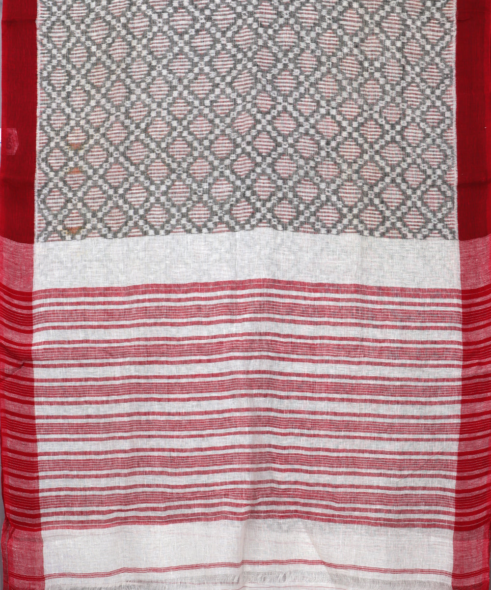 Multi-color handloom linen ikat saree