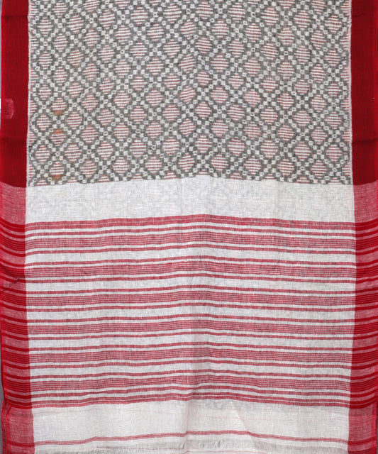 Multi-color handloom linen ikat saree