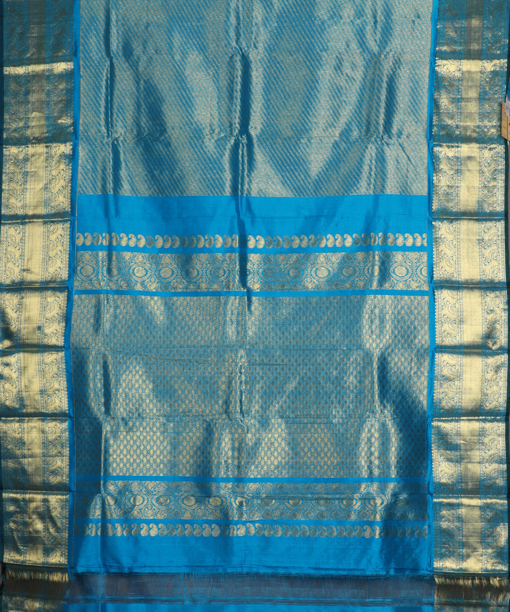 Sapphire blue color handllom ramappa silk saree
