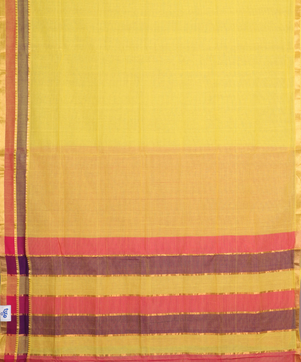 Bumblebee yellow color handloom mangalagiri cotton saree