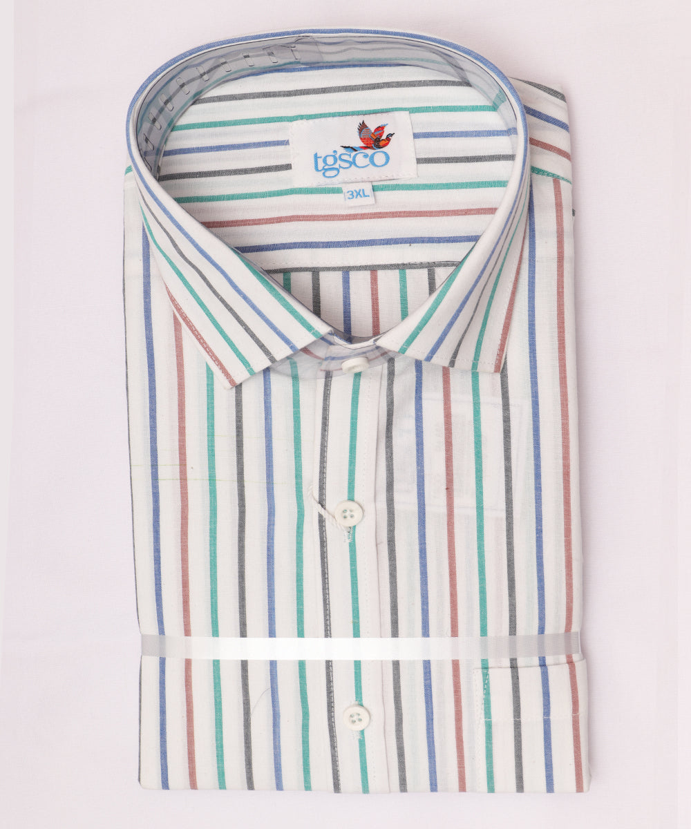White color handloom pochampally shirt