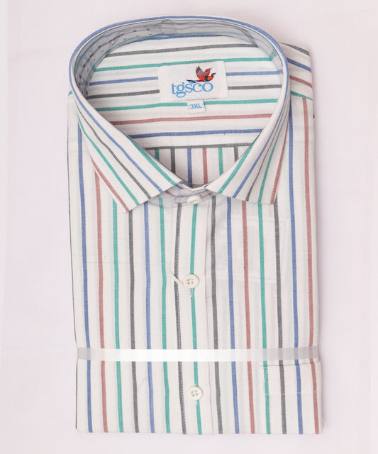 White color handloom pochampally shirt