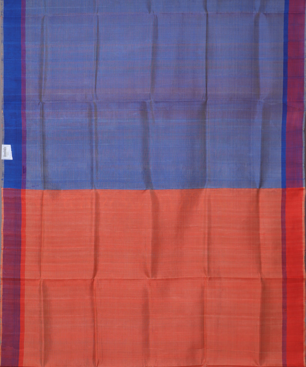 Sapphire blue color handloom tussar silk saree