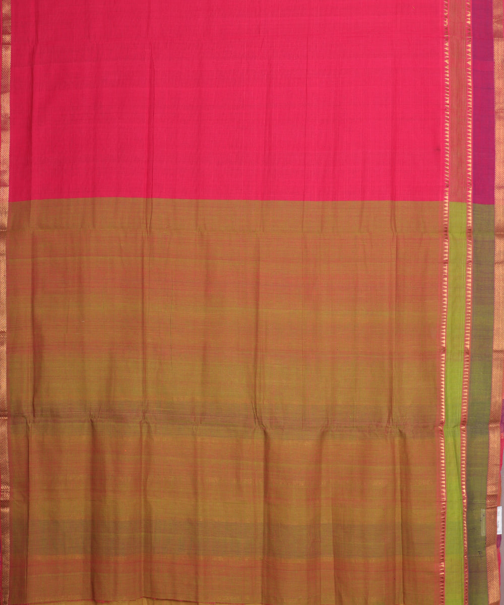 Raspberry color handloom mangalagiri cotton saree