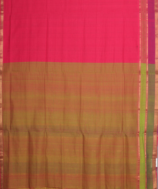 Raspberry color handloom mangalagiri cotton saree