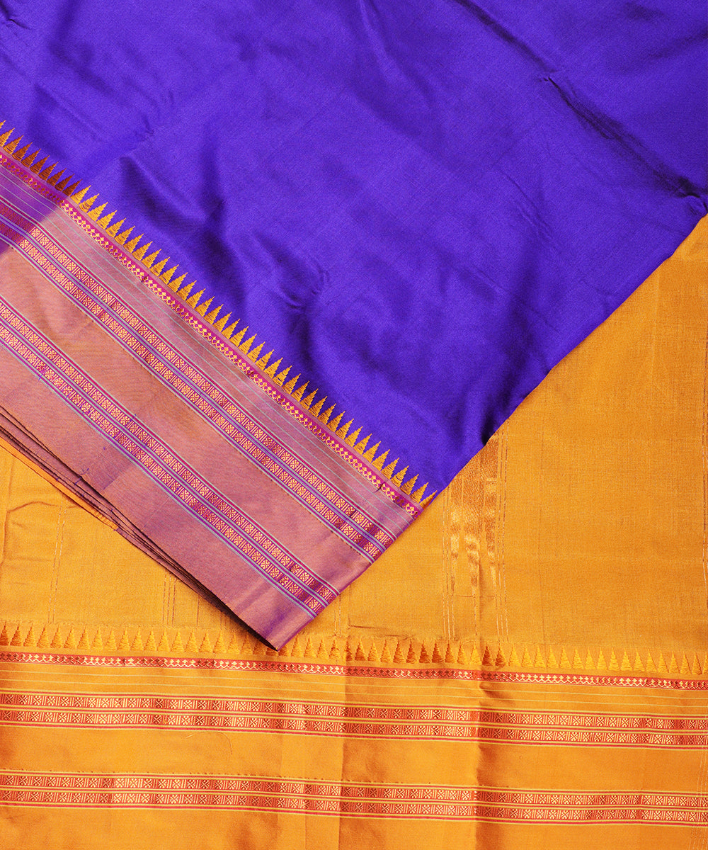 Navy blue color handloom narayanpet silk saree