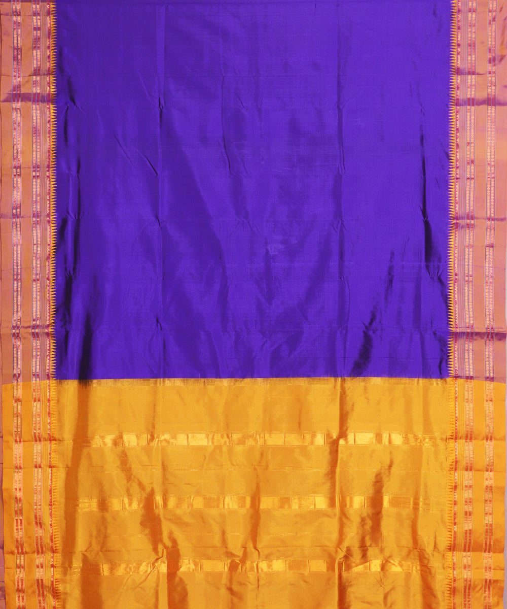 Navy blue color handloom narayanpet silk saree