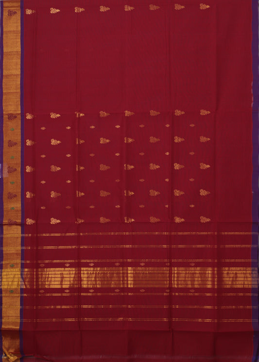 Burgundy red color handloom venkatagiri cotton saree