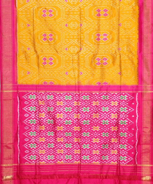 Dijon orange color handloom rajkot silk saree