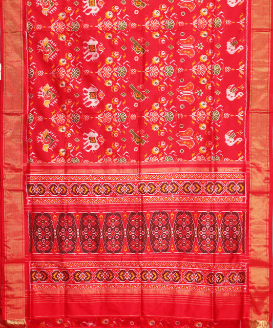 Red color handloom rajkot silk saree