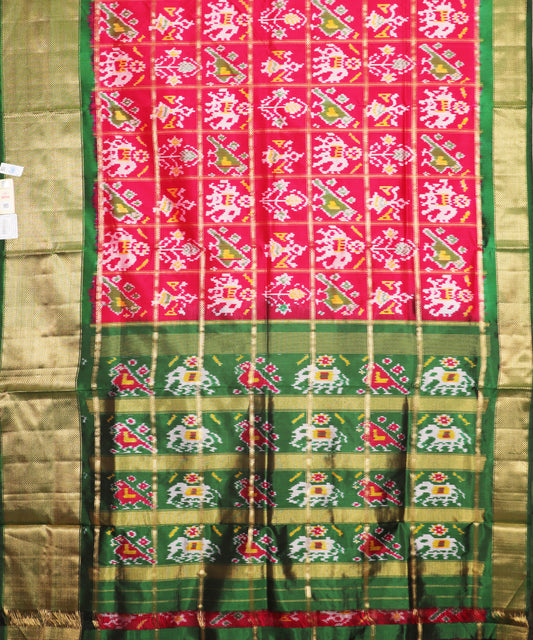 Ruby pink color handloom rajkot silk saree