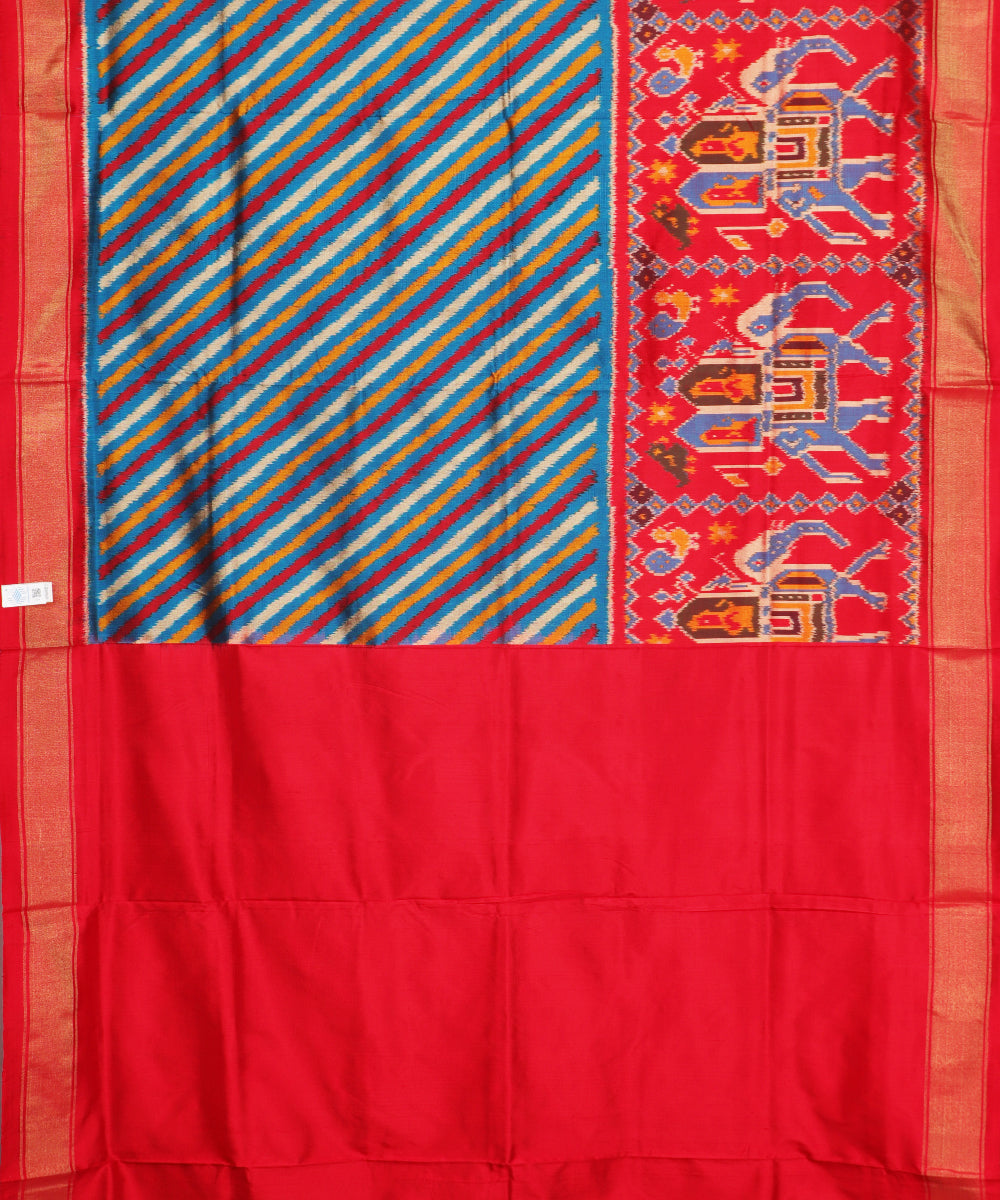 Prussian blue color handloom rajkot silk saree