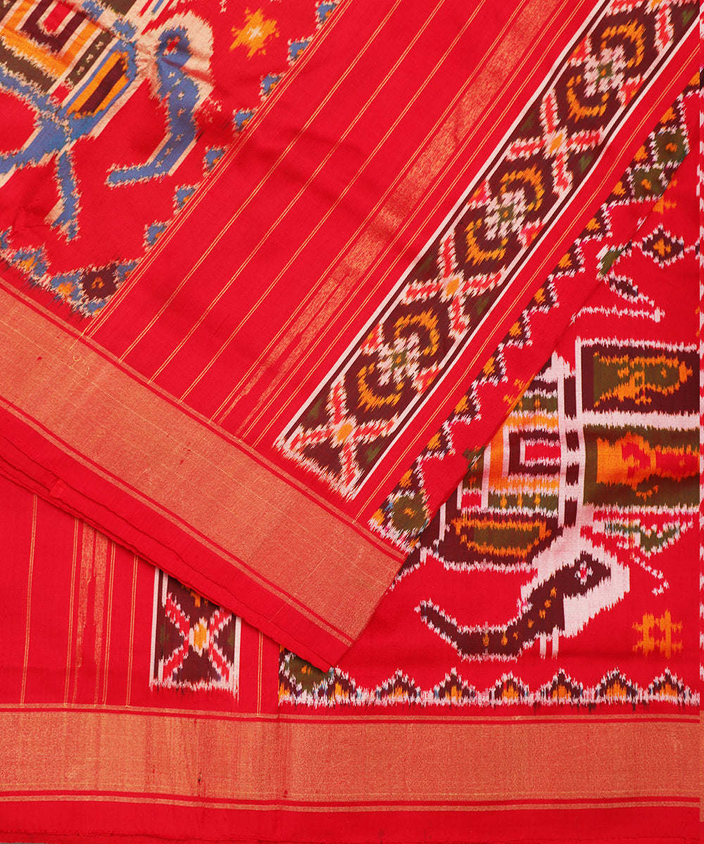 Prussian blue color handloom rajkot silk saree